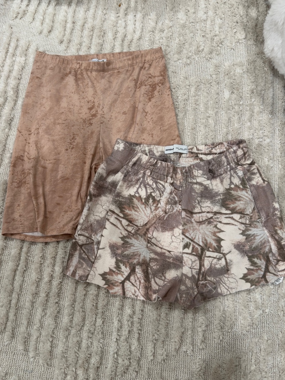 Bershka Neutral Tan & Camouflage Print Women’s Shorts Duo